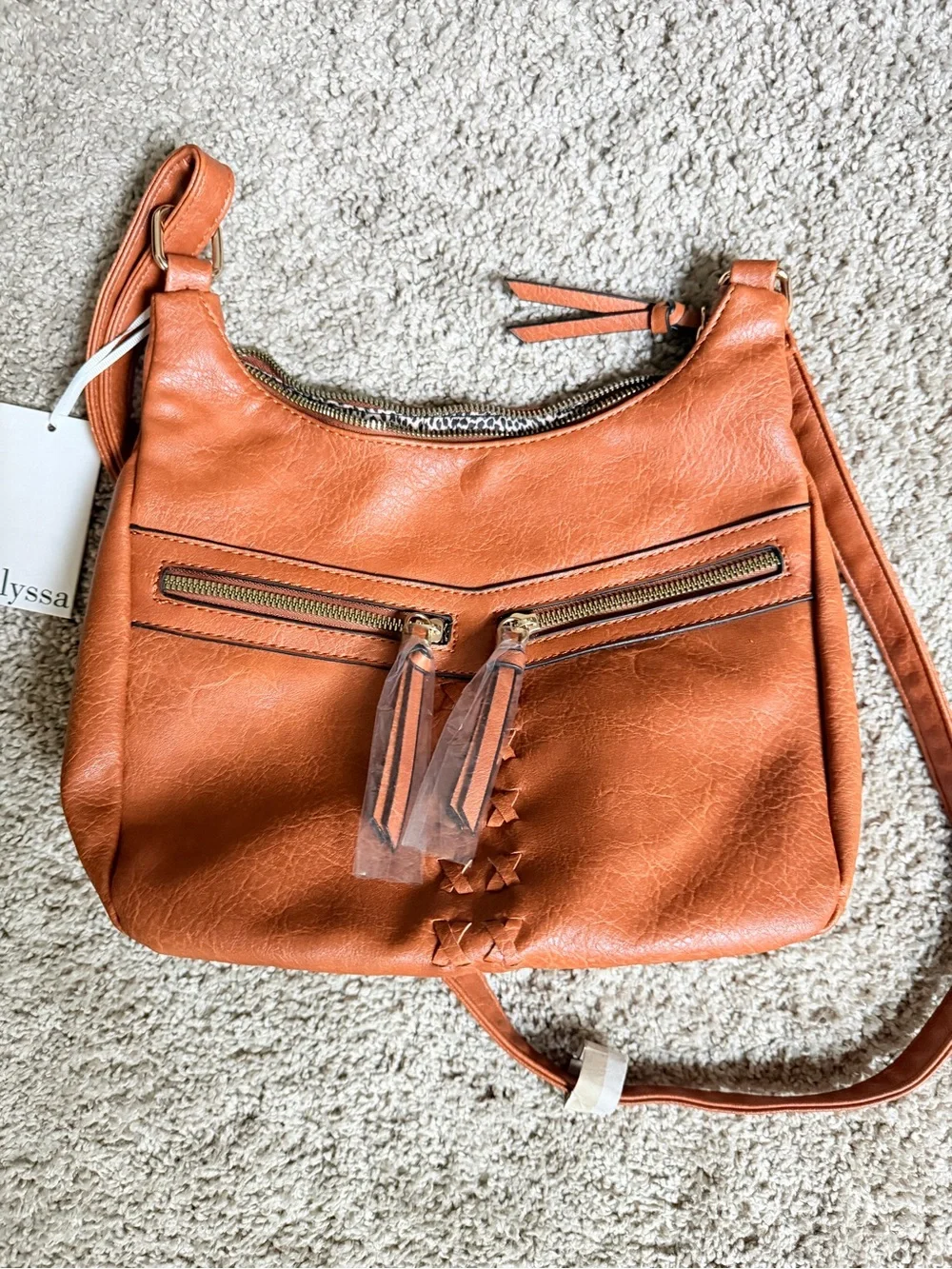 Alyssa Orange Leather Crossbody Bag - Casual Everyday Shoulder Purse